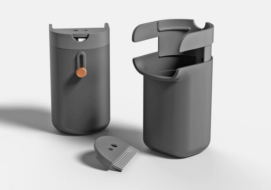 Clamp Basket - Desk Mounted Crumb Bin With Mini Sweeper and Pencil Sharpener