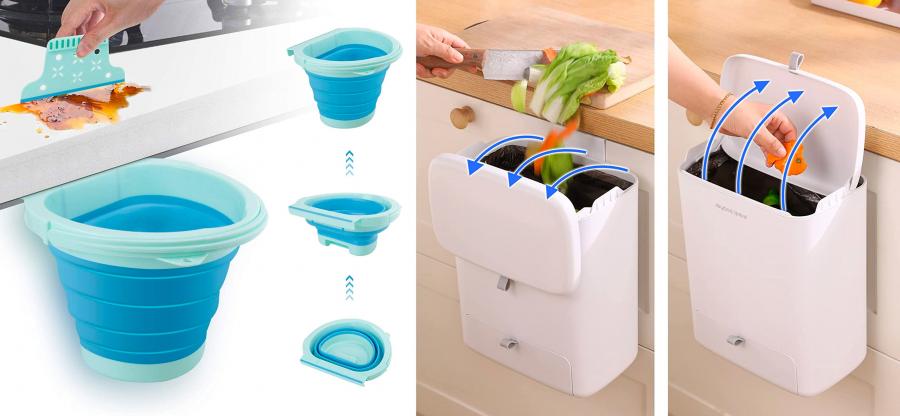 Clamp Basket - Desk Mounted Crumb Bin With Mini Sweeper and Pencil Sharpener