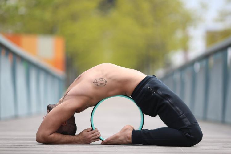Dharma Yoga Wheel - Wheel Shaped Yoga Tool Stretches Back, Shoulders, Chest, Abodment, Hip Flexors