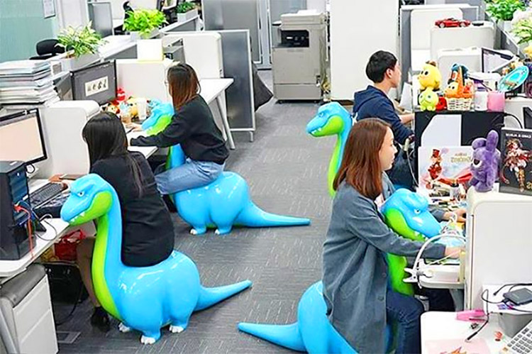 Dinosaur Shaped Office Chairs - Long neck Brachiosaurus dino computer desk chairs