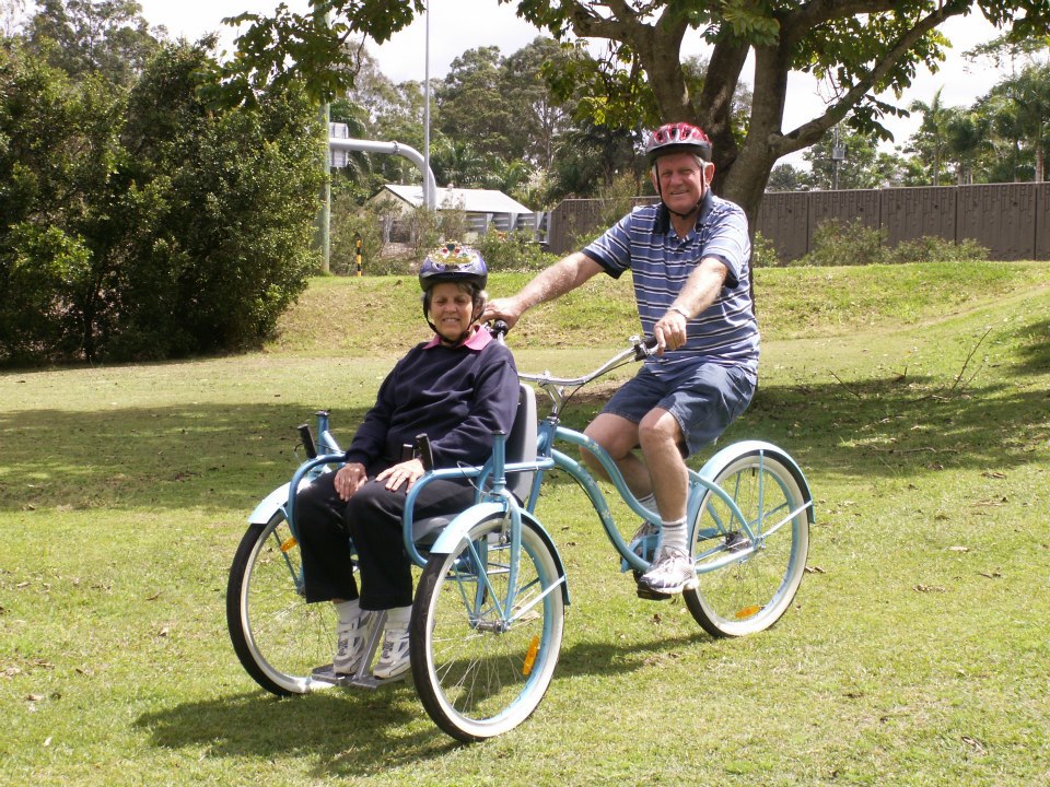 Bike Chair - Disabled bicycle helps handicapped go for bike ride - Front passenger disabled tricycle