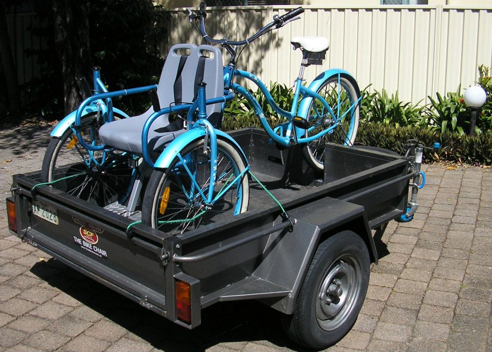 Bike Chair - Disabled bicycle helps handicapped go for bike ride - Front passenger disabled tricycle