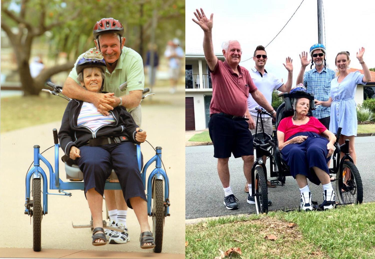 Bike Chair - Disabled bicycle helps handicapped go for bike ride - Front passenger disabled tricycle