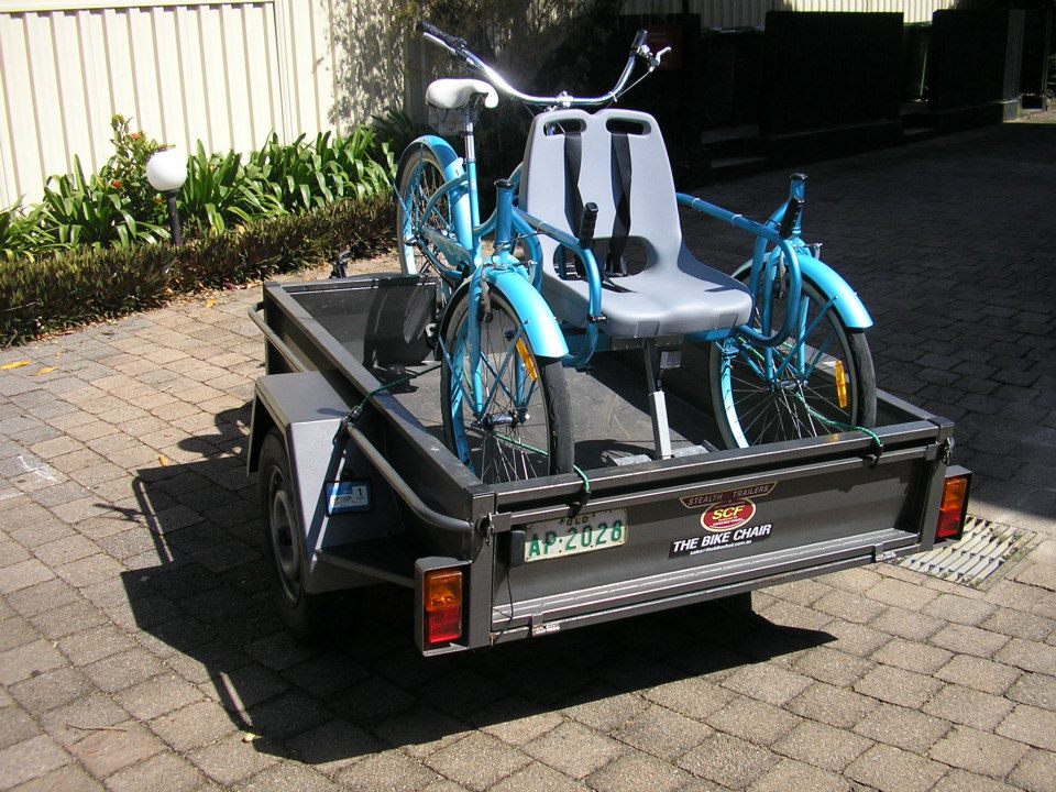 Bike Chair - Disabled bicycle helps handicapped go for bike ride - Front passenger disabled tricycle