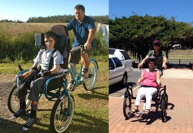 Bike Chair - Disabled bicycle helps handicapped go for bike ride - Front passenger disabled tricycle