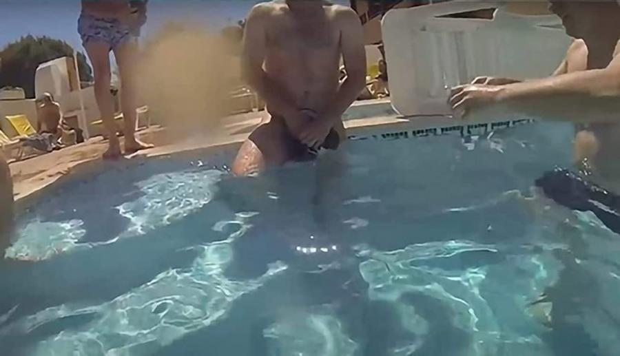 Prank swimsuit slowly dissolves when in water