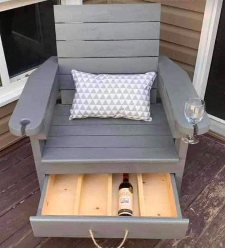 DIY Wine Chair With Wine Bottle Storage Drawers