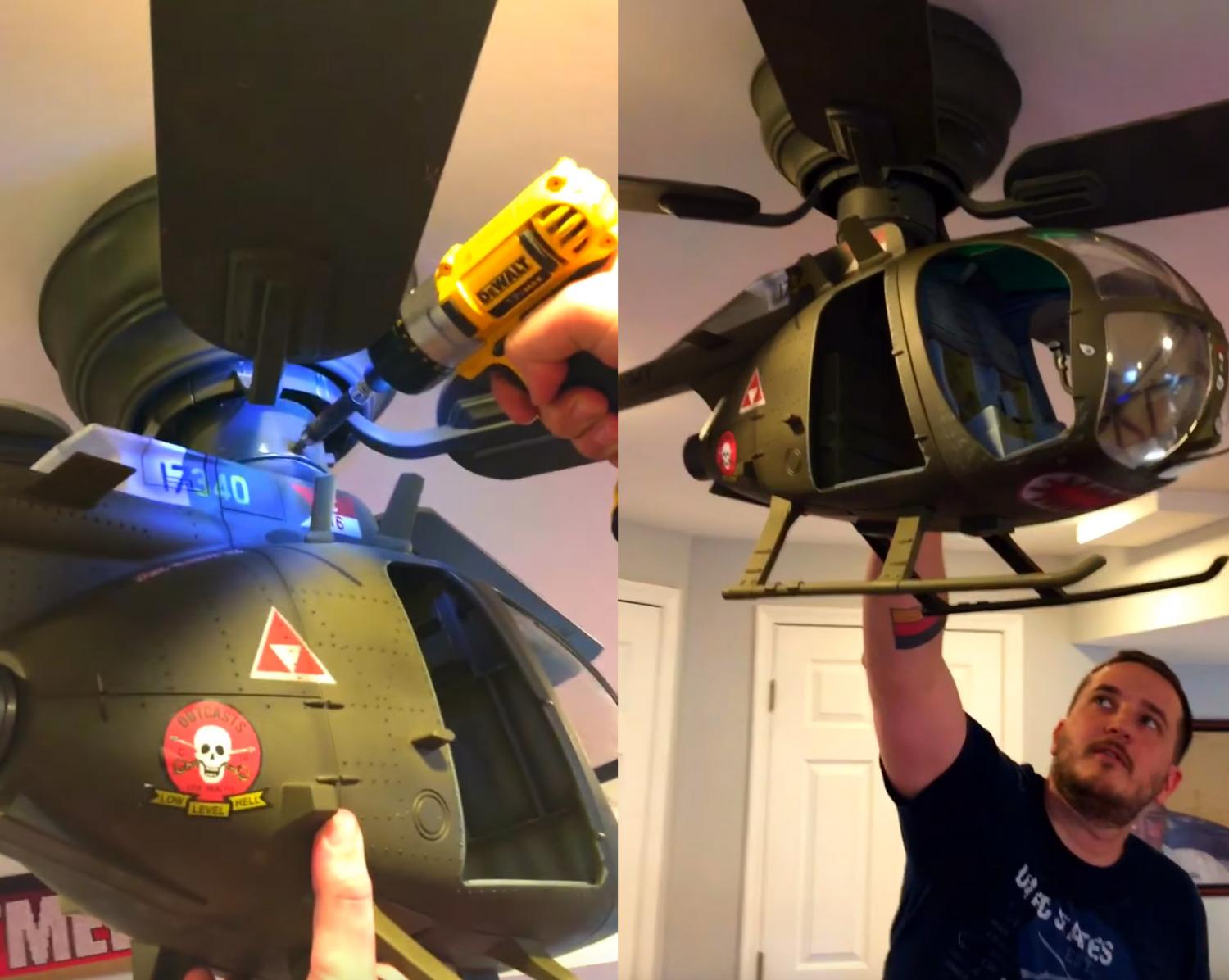 DIY Helicopter Ceiling Fan - How to turn your ceiling fan into a helicopter