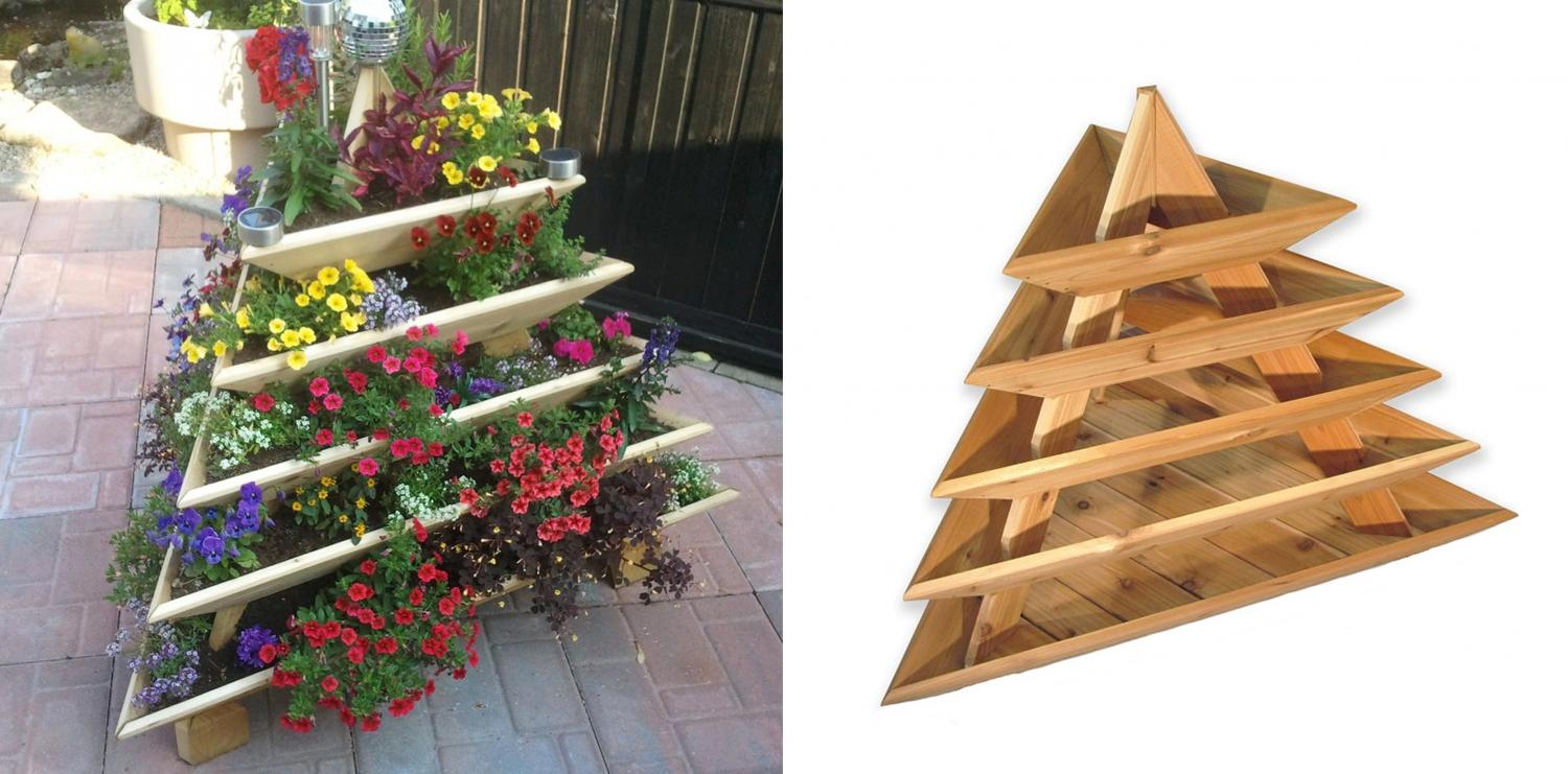 DIY Strawberry Pyramid Planter - Vertical wooden strawberry planter