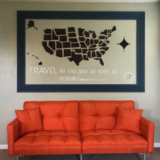 Document Your Travels With This Wooden U.S. State Photo Markings Map - United states wooden photo map