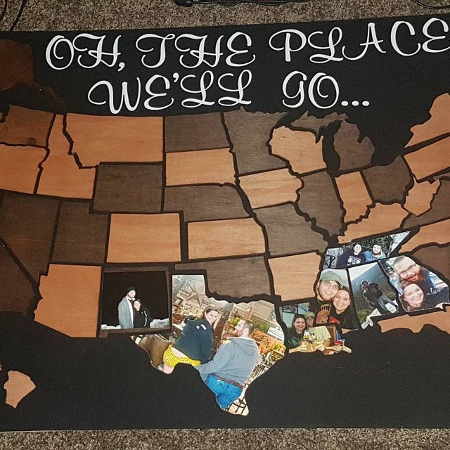 Document Your Travels With This Wooden U.S. State Photo Markings Map - United states wooden photo map