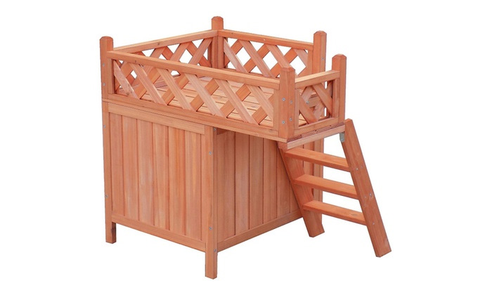 Wooden Dog Bed Bunk Bed - Wooden Room With a View Pet House