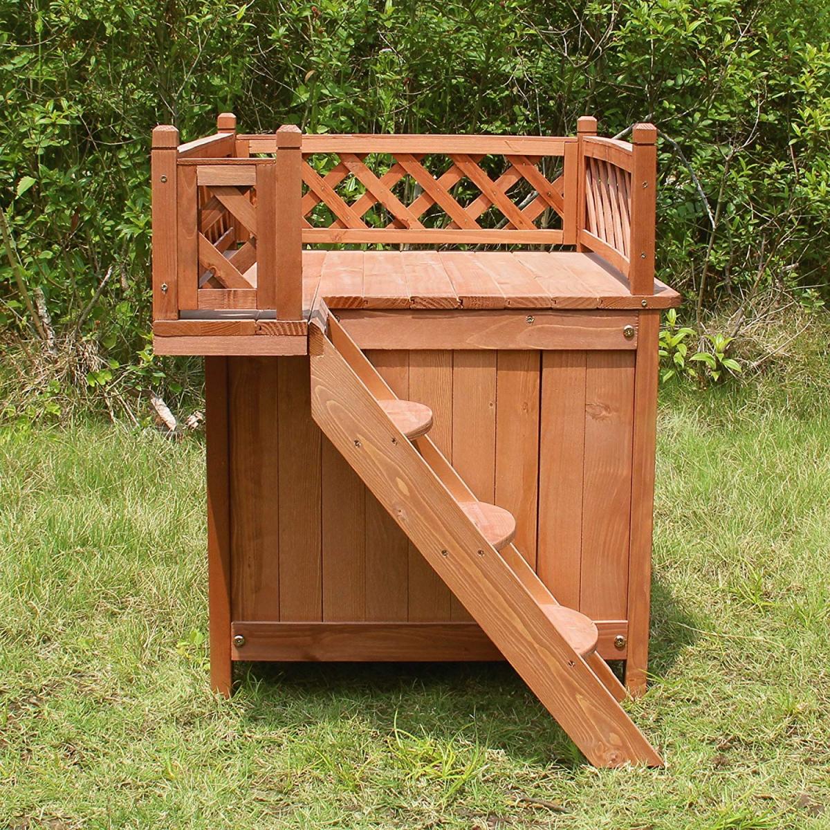 Wooden Dog Bed Bunk Bed - Wooden Room With a View Pet House