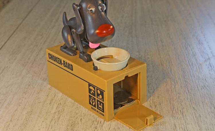 Hungry Dog Eating Coins Piggy Bank - Robotic dog coin bank