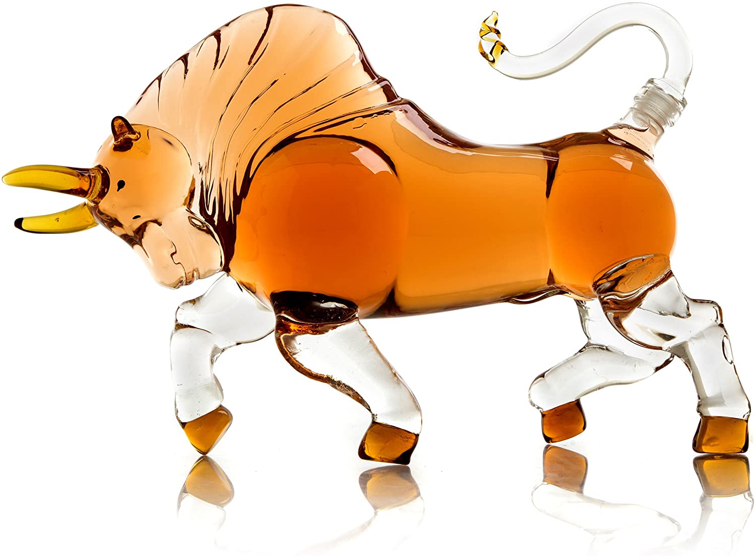 A charging bull liquor decanter