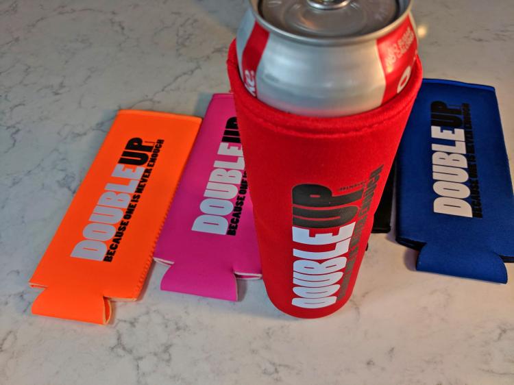 Double-Up Can Cooler - Double beer koozie - extra tall koozie holds 2 cans at a time