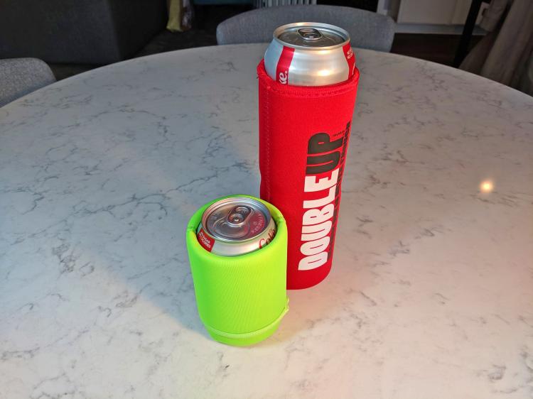 Double-Up Can Cooler - Double beer koozie - extra tall koozie holds 2 cans at a time