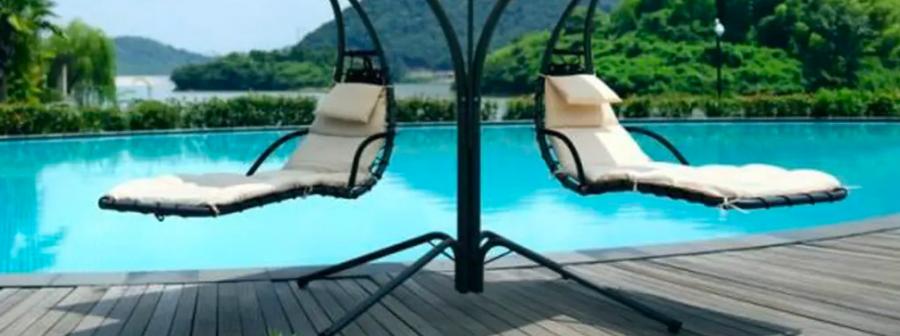 Double Hanging Chaise Loungers - Suspended double chaise lounge chairs