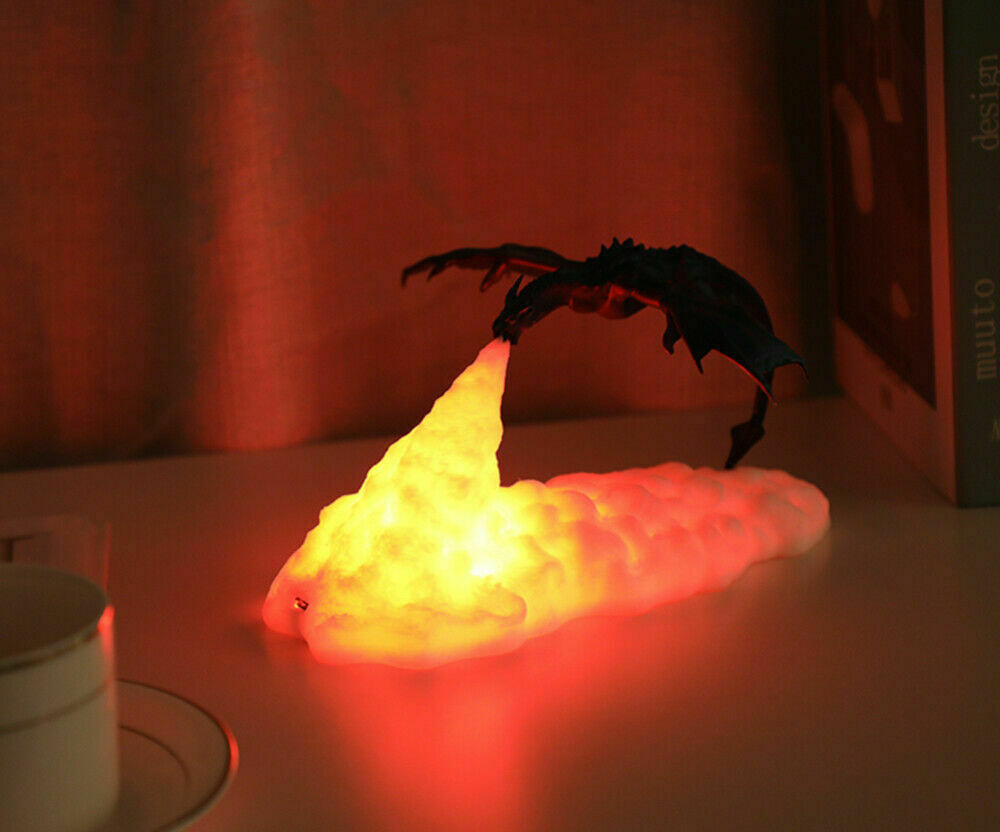 3D Fire Breathing Dragon Night Light - Illuminated smoke plume dragon lamp