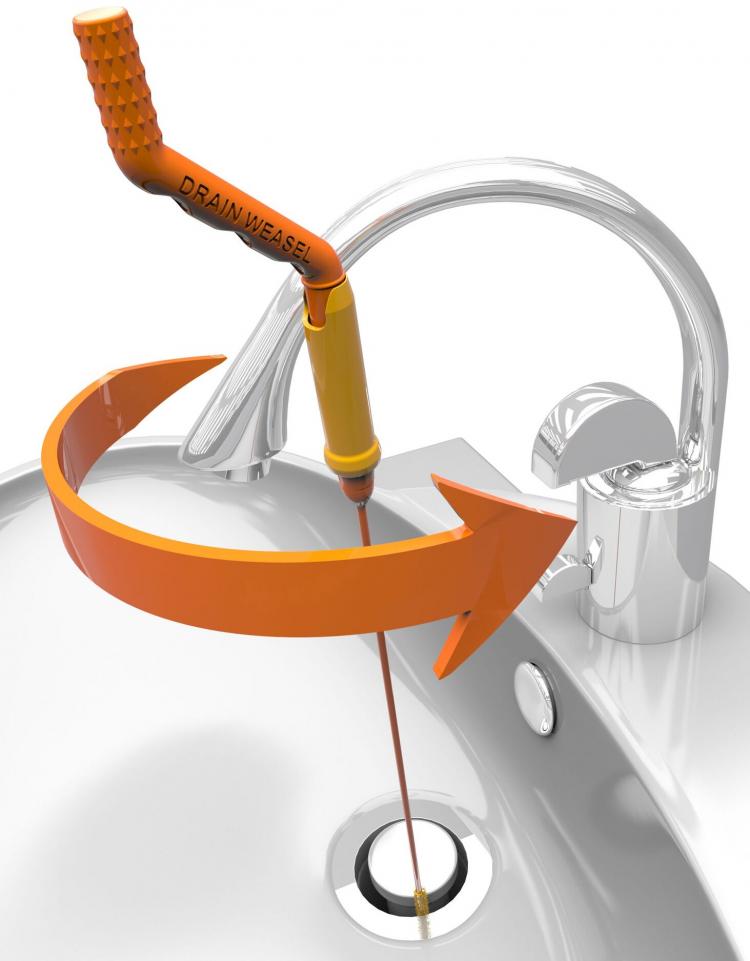 Drain Weasel - Mini Drain Unclogger - Spin Handle To unclog drain