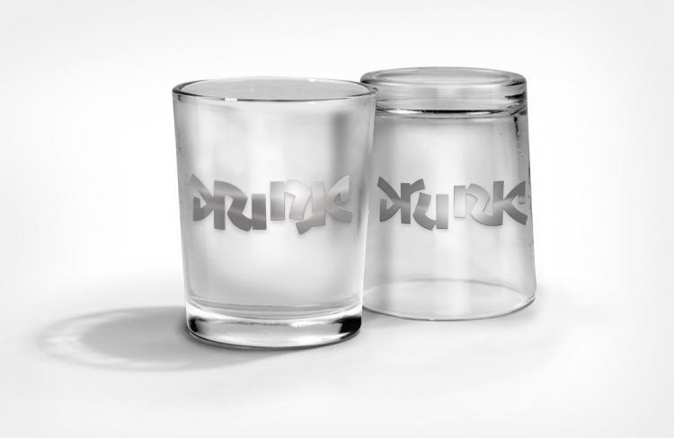 Drink / Drunk Ambigram Shot Glasses