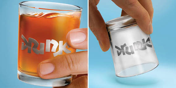 Drink / Drunk Ambigram Shot Glasses