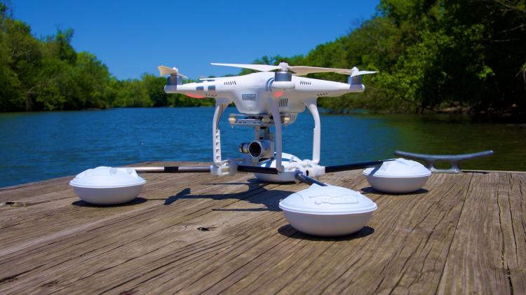 Drone Raft Waterstrider - DJI Phantom Attachment land on water and rough terrain