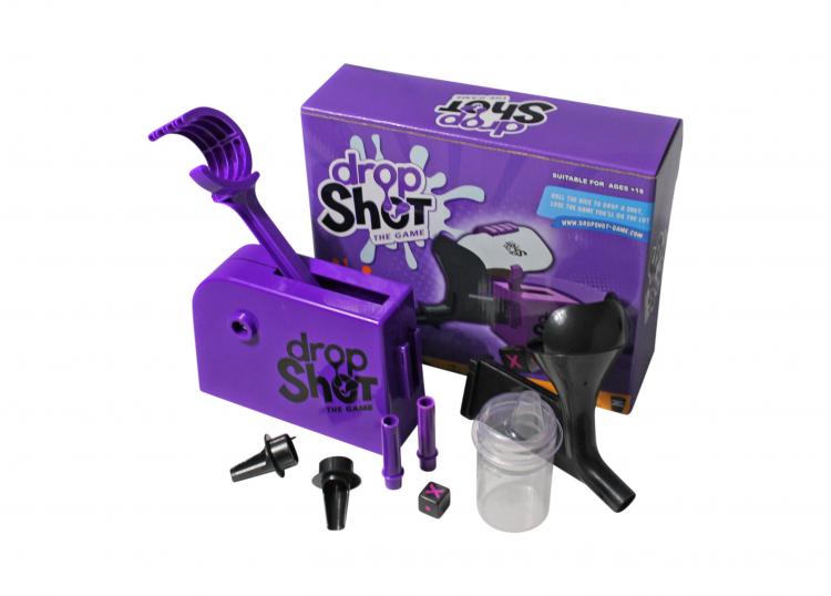 Dropshot drinking game - Russian roulette party game drops a shot in your mouth at random - Hot potato drinking game