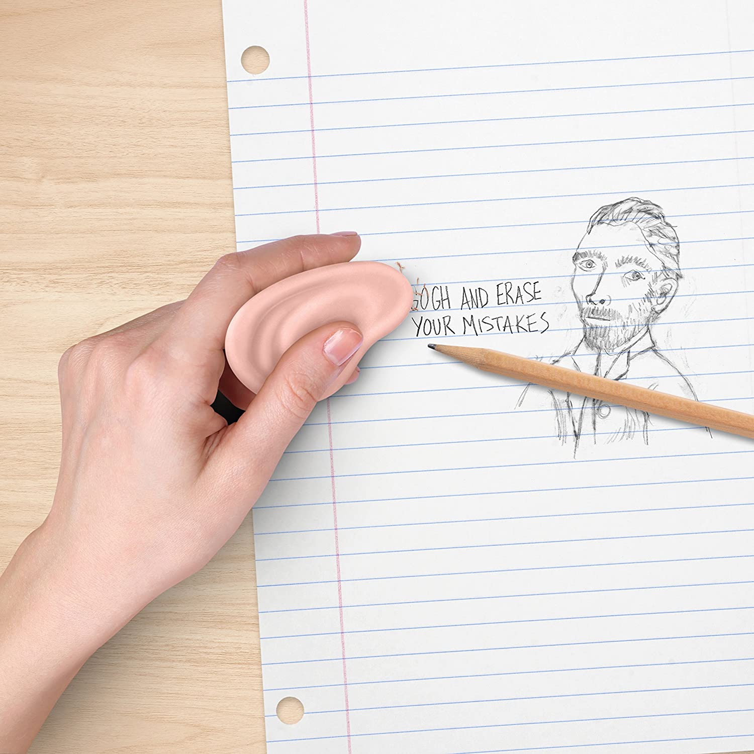 An ear shaped eraser
