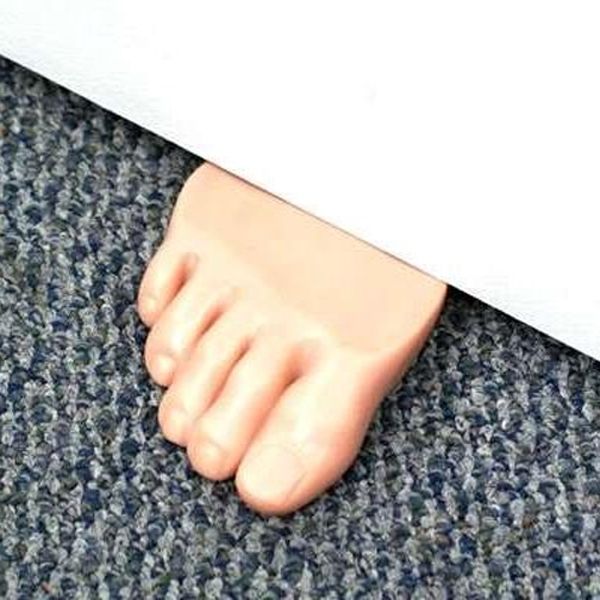 A foot shaped door stopper