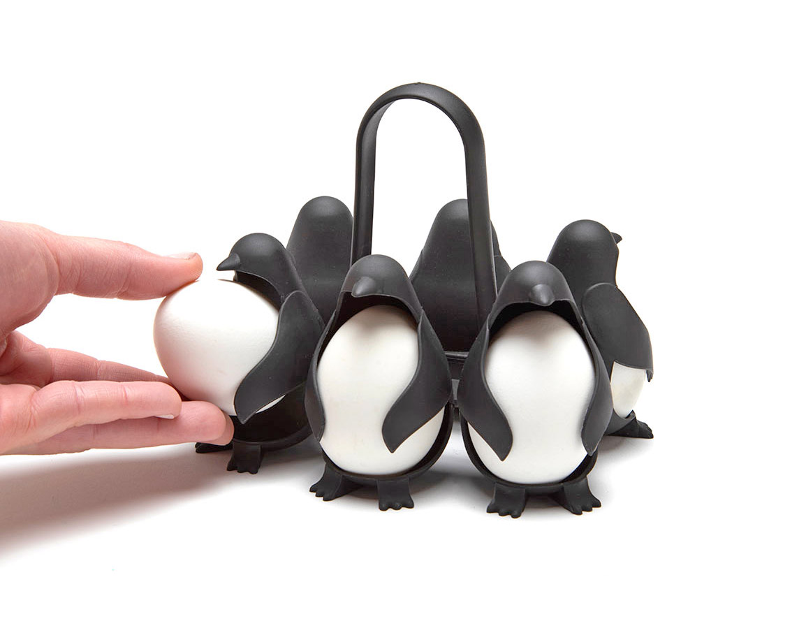 Egguins Penguin egg holders hold eggs under boiling water - penguin shaped egg server