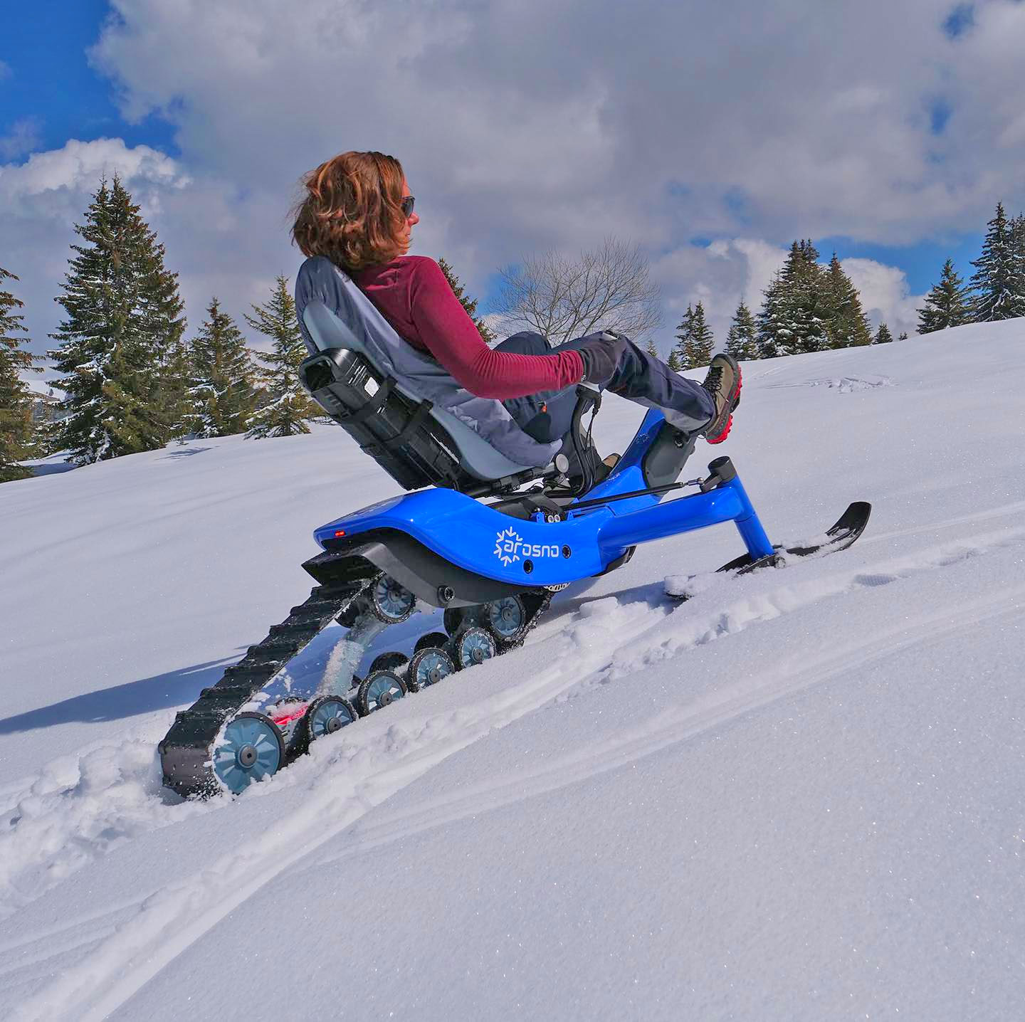 Arosno E-Trace electric assist snow bike sled combo