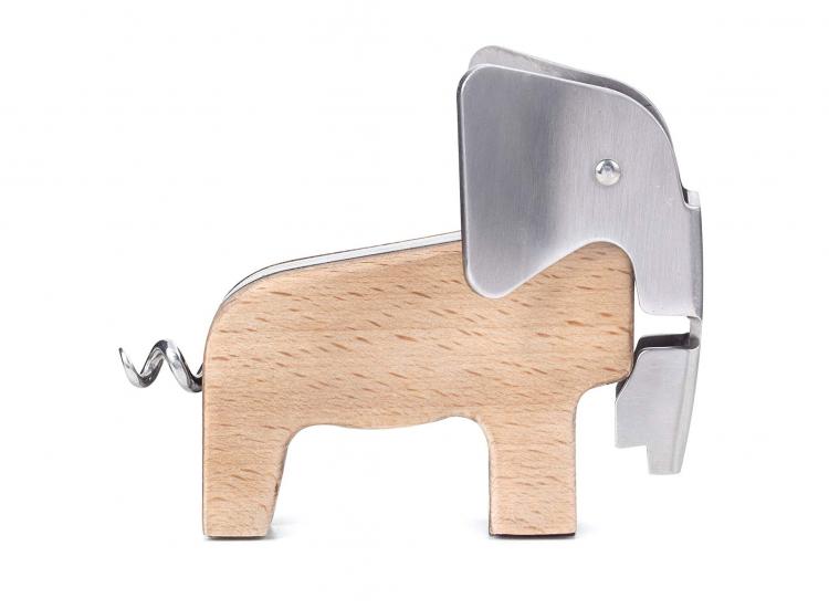Elephant Corkscrew and Bottle Opener - Wooden Elephant Wine Opener