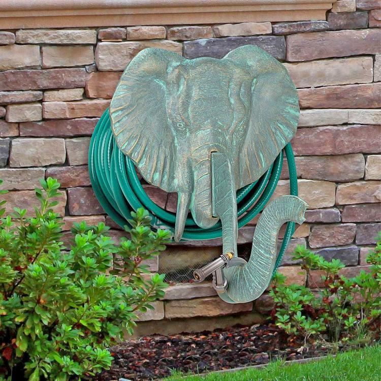 Elephant Head Garden Hose Holder - Elephant trunk hose hider
