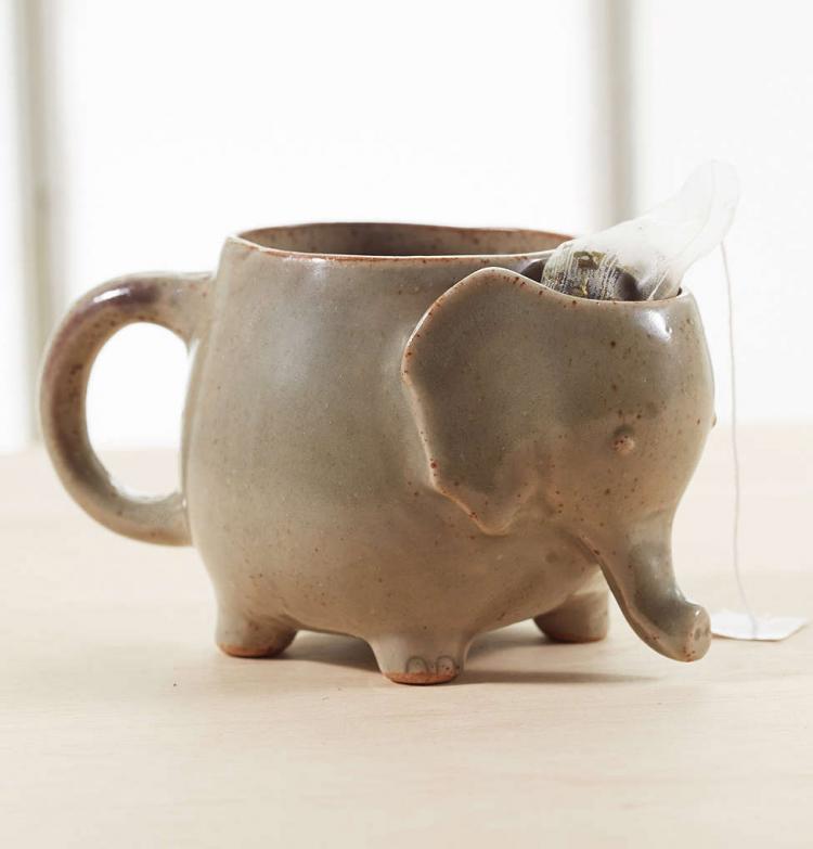Cute Elephant Tea Mug - Elephant mug holds tea bag in head