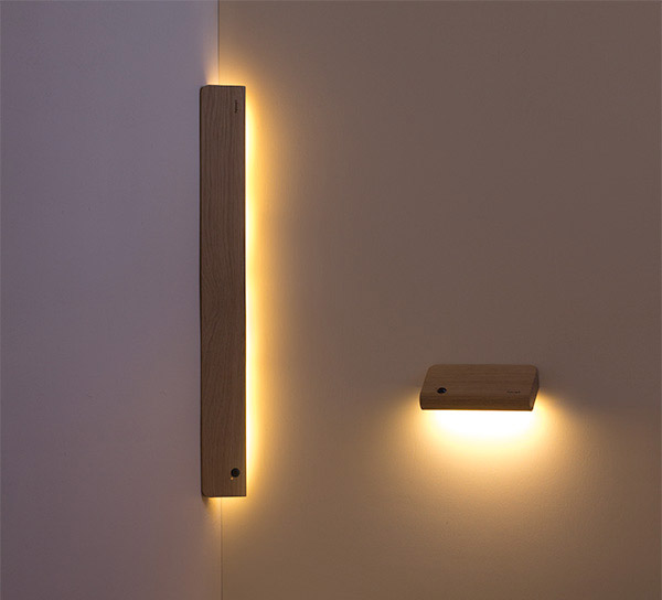 Ellum - Wooden Angled Motion Sensor Wall Lights