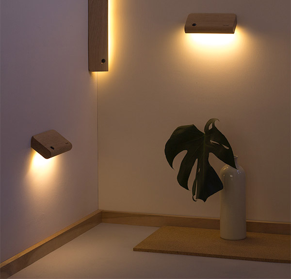 Ellum - Wooden Angled Motion Sensor Wall Lights