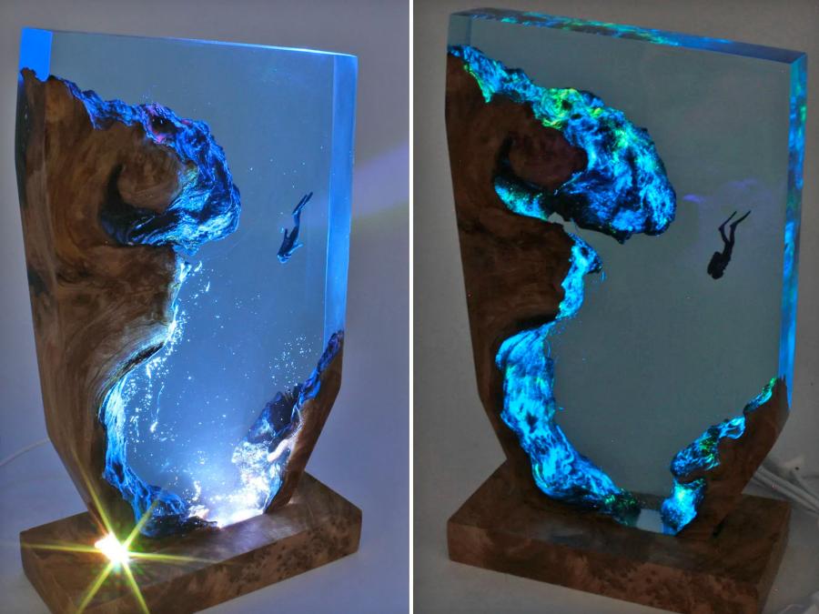 Epoxy Scuba Diver Lamp