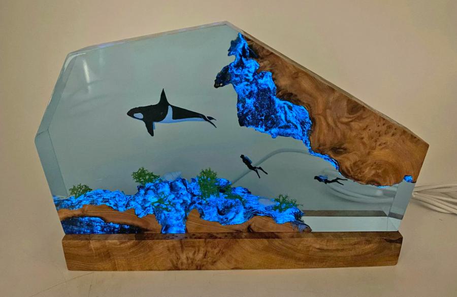 Epoxy Scuba Diver Lamp