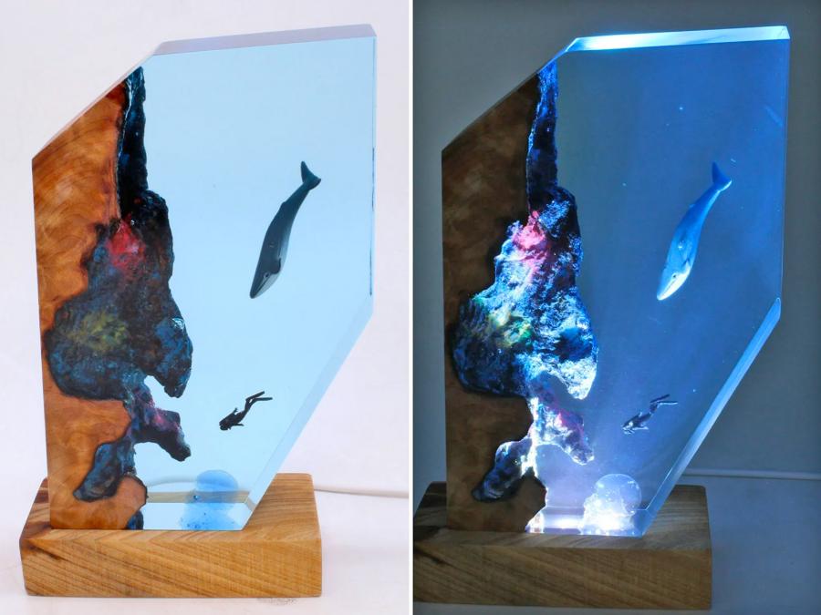 Epoxy Scuba Diver Lamp