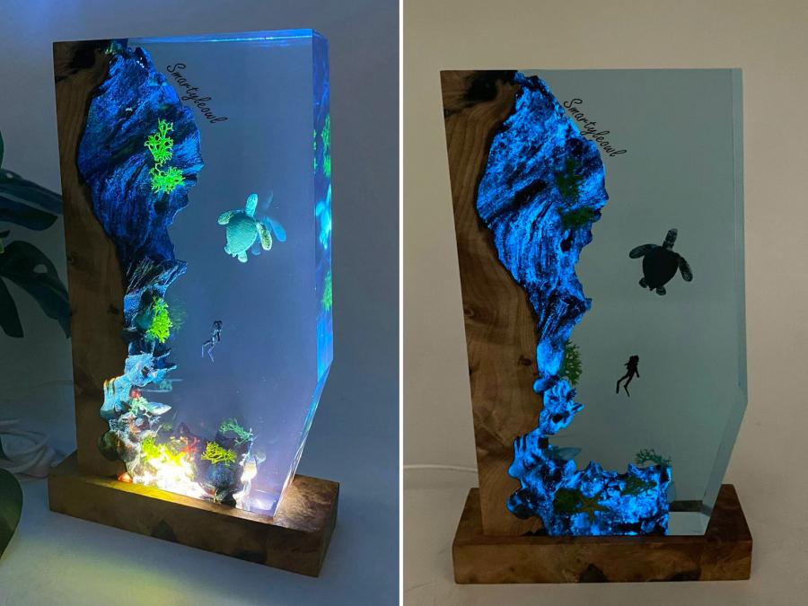 Epoxy Scuba Diver Lamp