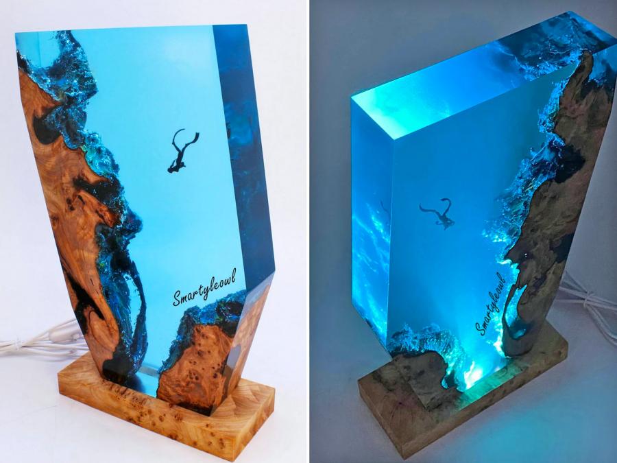 Epoxy Scuba Diver Lamp