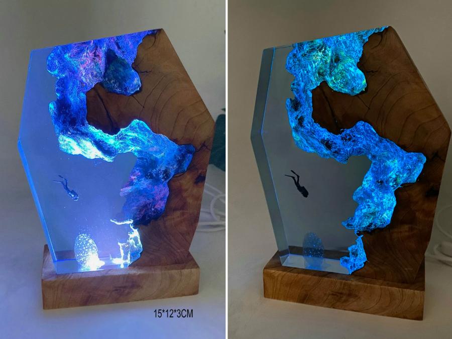 Epoxy Scuba Diver Lamp