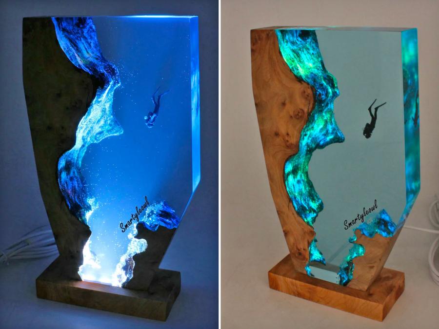 Epoxy Scuba Diver Lamp
