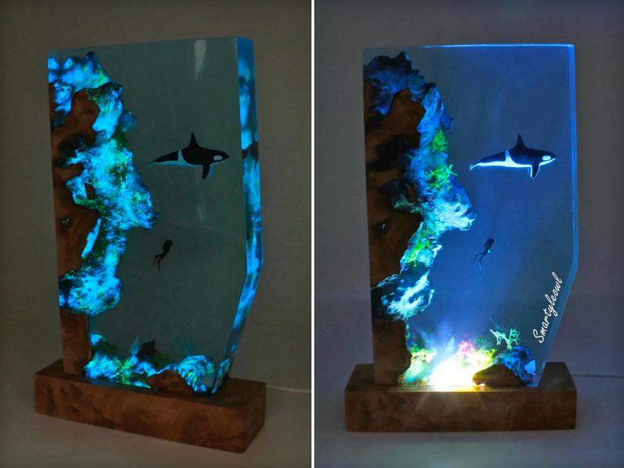Epoxy Scuba Diver Lamp
