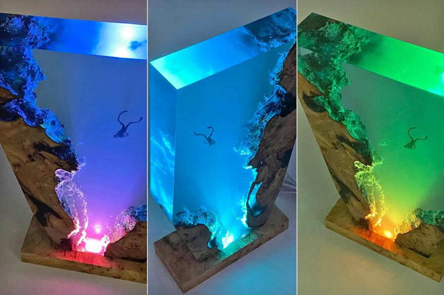 Epoxy Scuba Diver Lamp