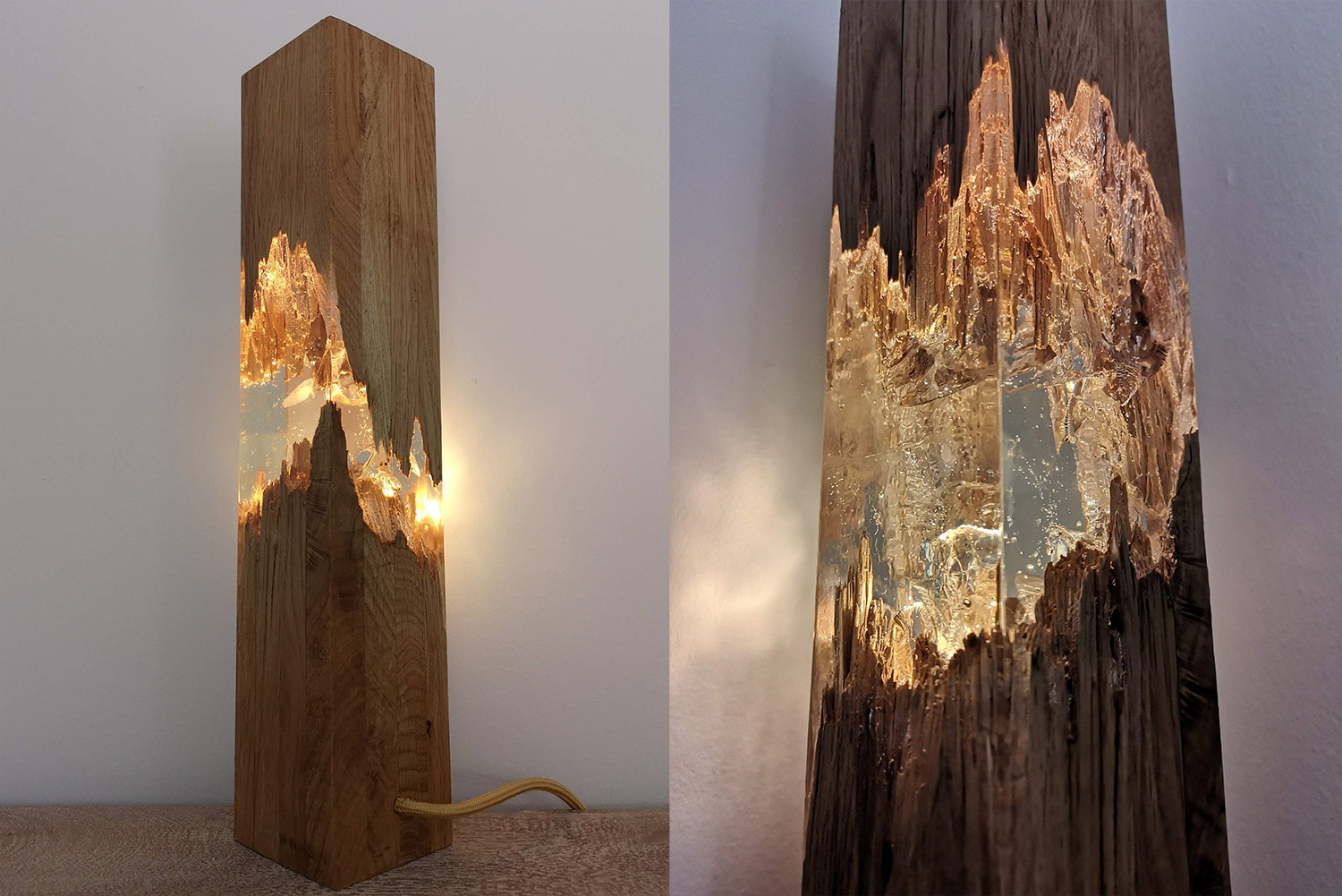 Beautiful Epoxy Wooden Lamps Made From a Broken Piece of Wood