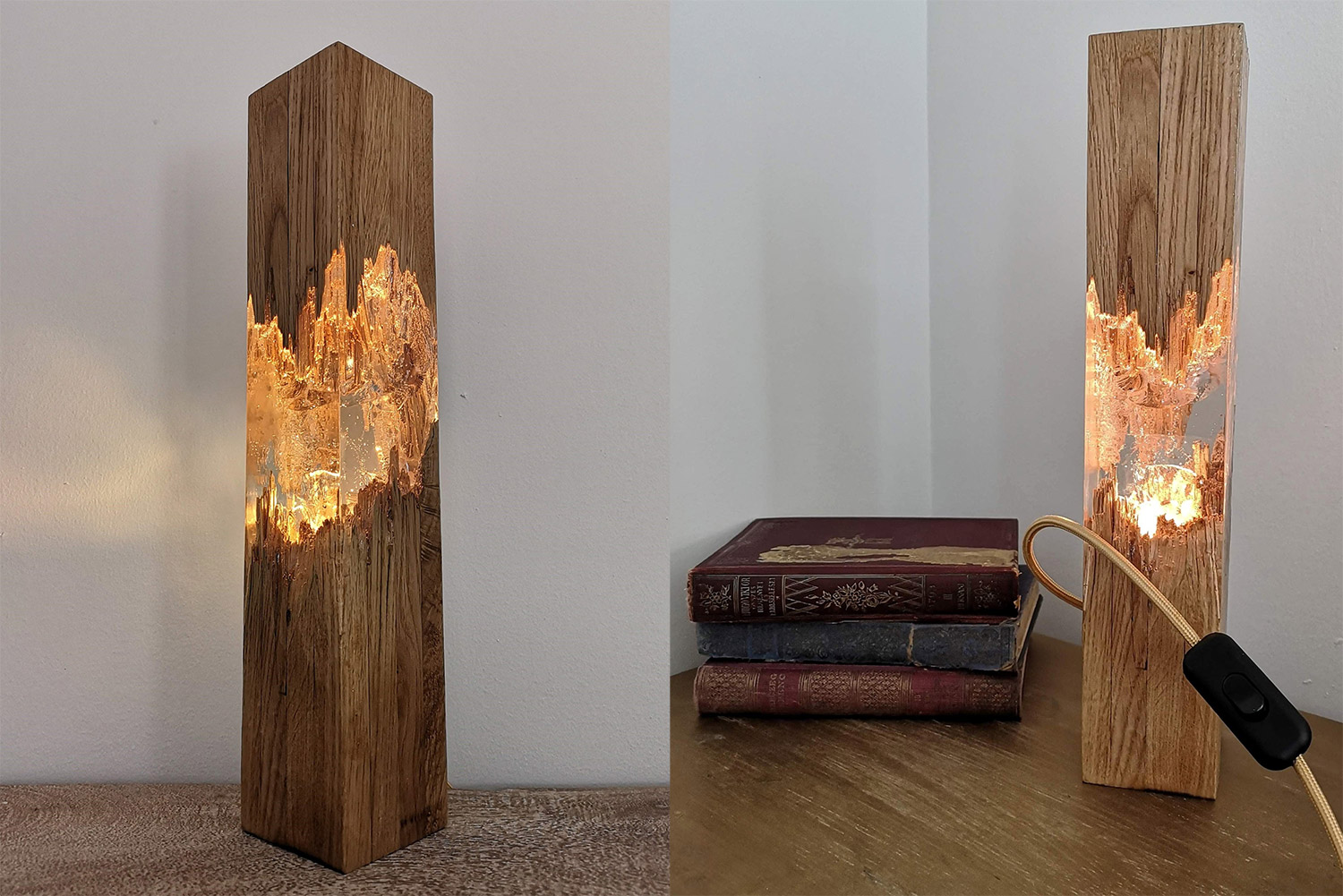 Beautiful Epoxy Wooden Lamps Made From a Broken Piece of Wood