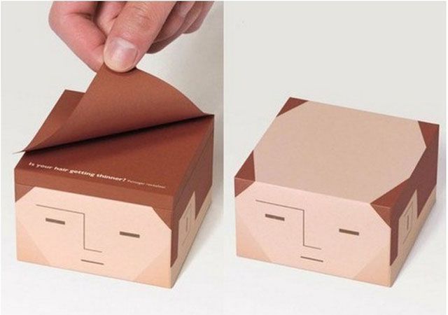 Memo sticky notepad that slowly goes bald as you pull notes papers