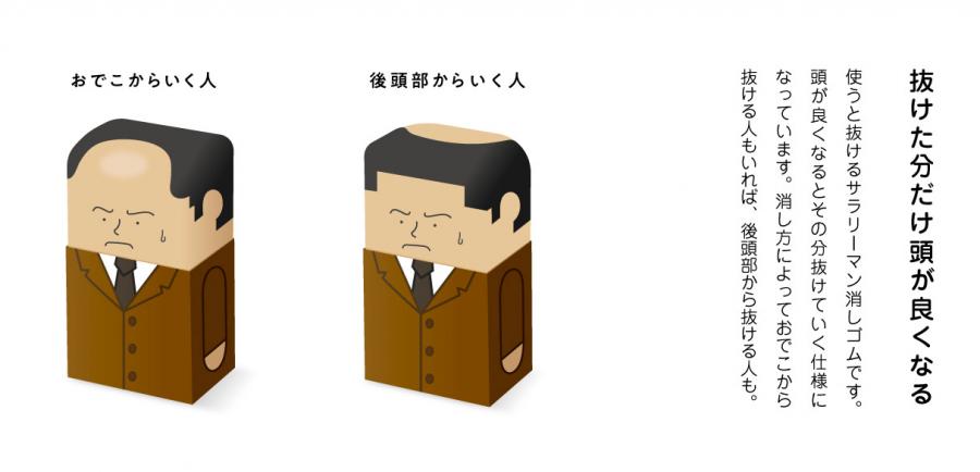 Salaryman Funny Erasers That Go Bald As You Use Them - Balding erasers
